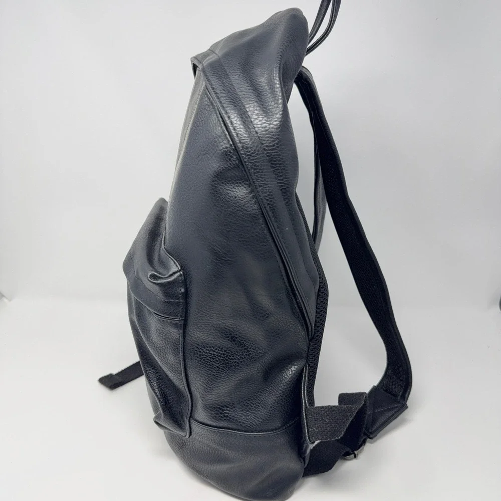 James Campbell Faux Leather Racing Stripe Backpack Padded Travel Bag Varsity